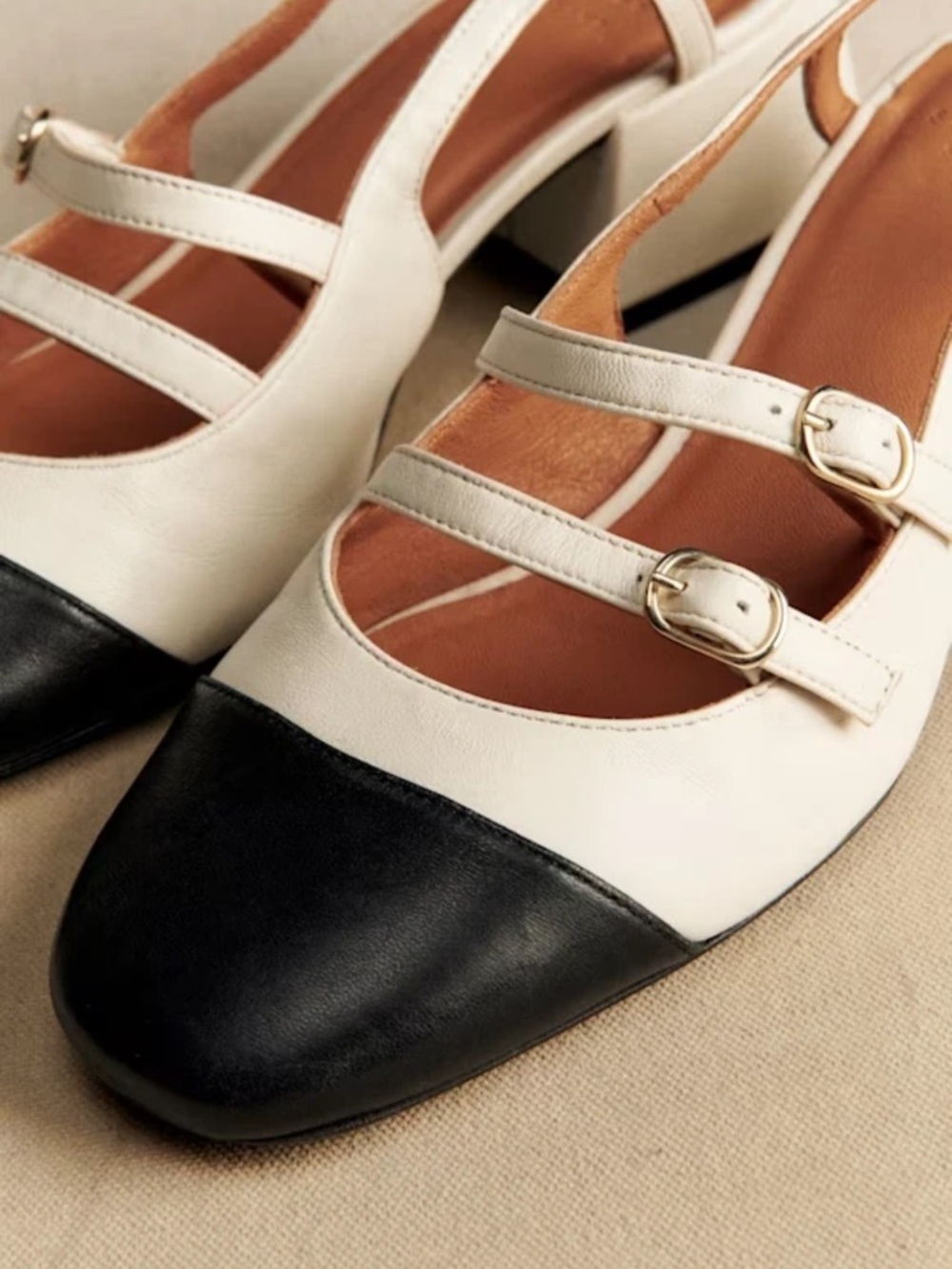 Sézane Paula Babies 2” - Ecru & Black Leather (9) - Picture 3 of 9